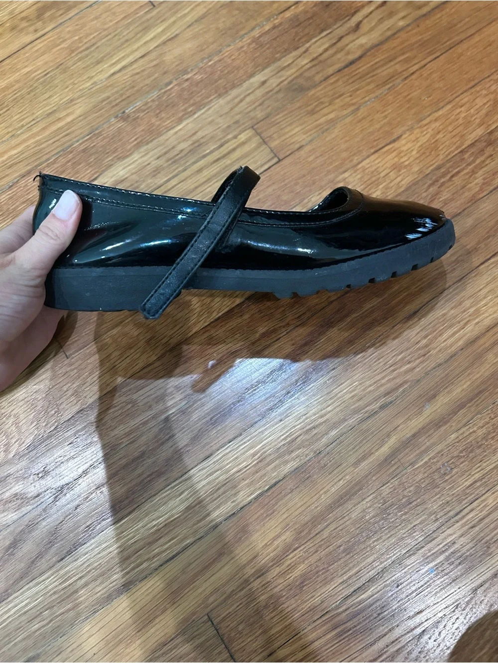 Nordstrom Girls Black Patent Mary Jane Flats with Strap